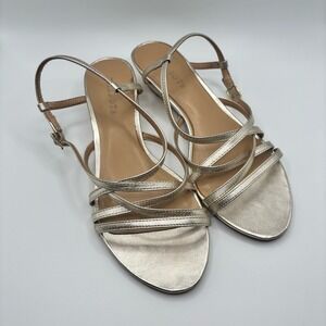 Talbots Strappy Sandals Gold Metallic Criss Cross Ankle Strap Women's Size 8.5